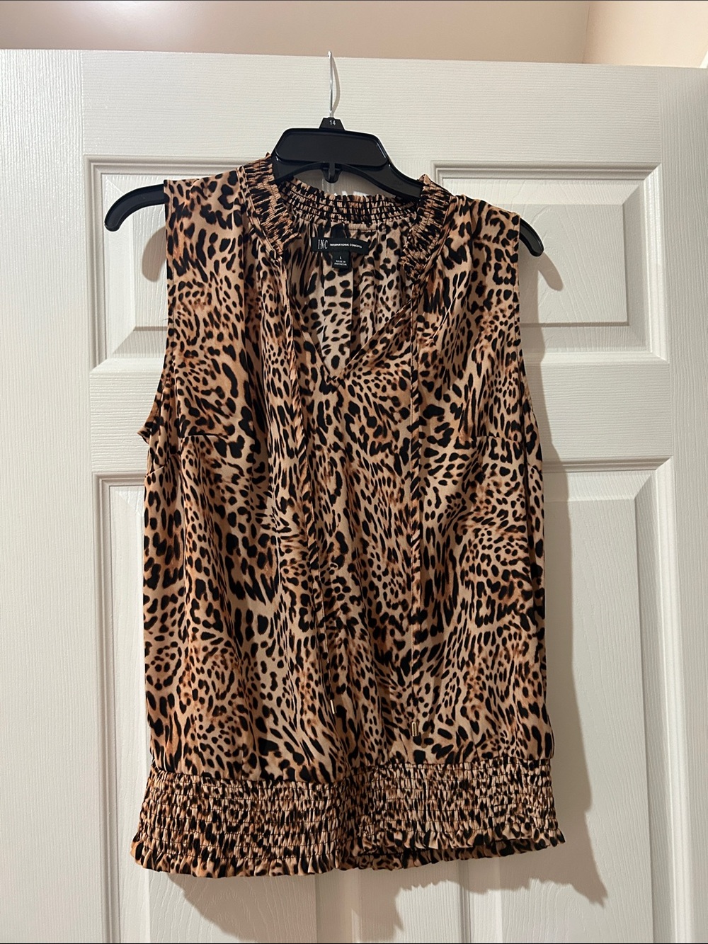 INC International Concepts Sleeveless Leopard Print Camisole in Brown and Black